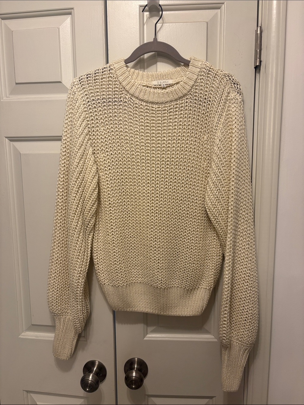 Z Supply Cream Chunky Crewneck Sweater
